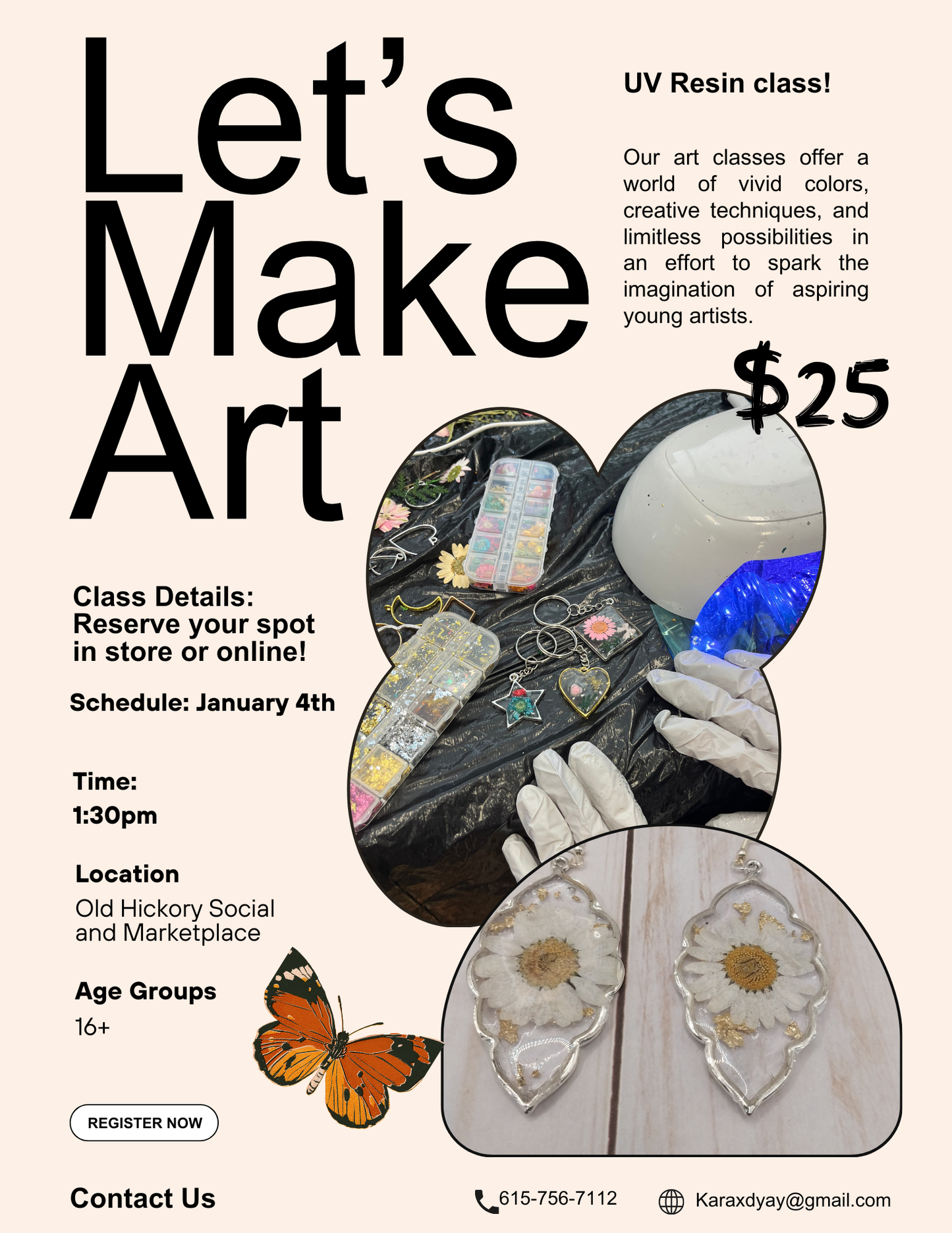 Jewelry Making - Resin Art Class 1/4/26 @ 1:30 pm