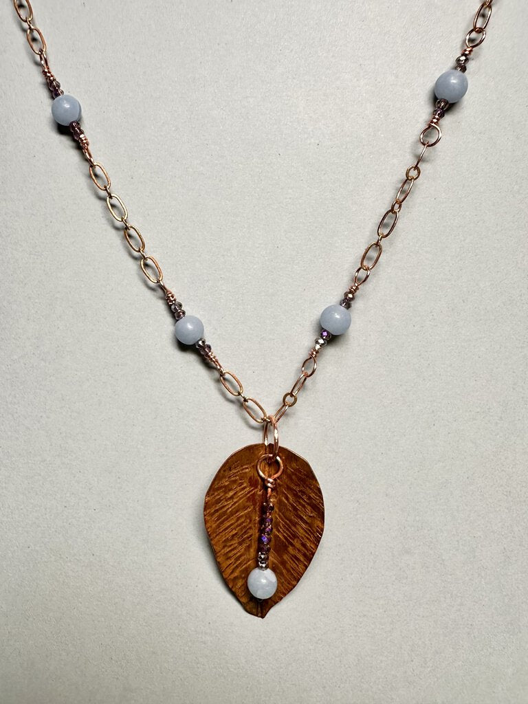 Angelite and copper leaf necklace #10