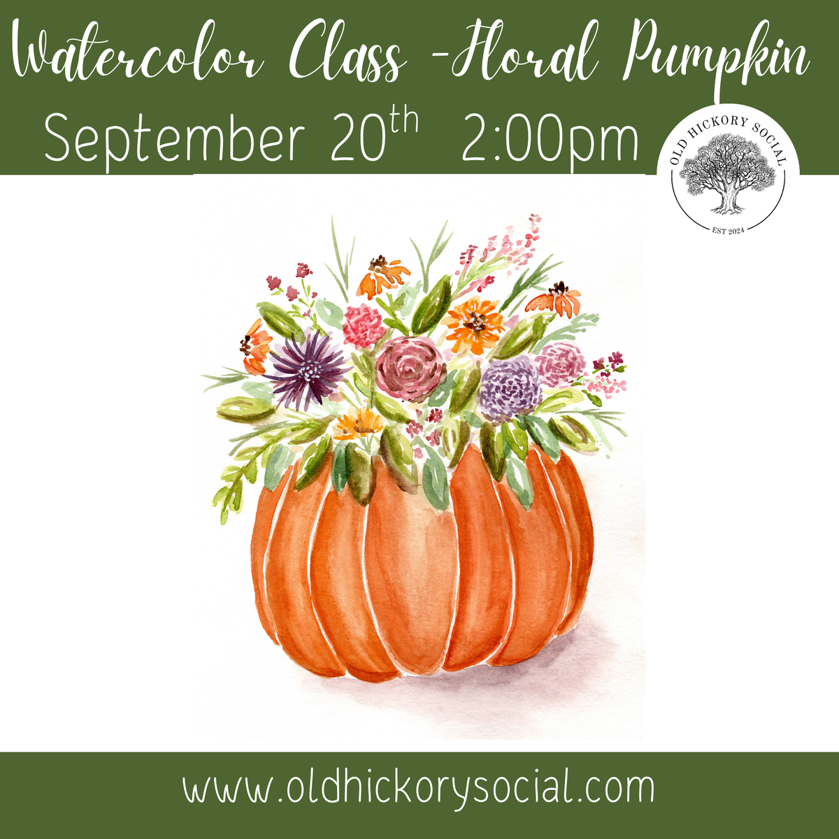 Watercolor Class - Floral Pumpkin 9/20/26 @ 2:00 pm
