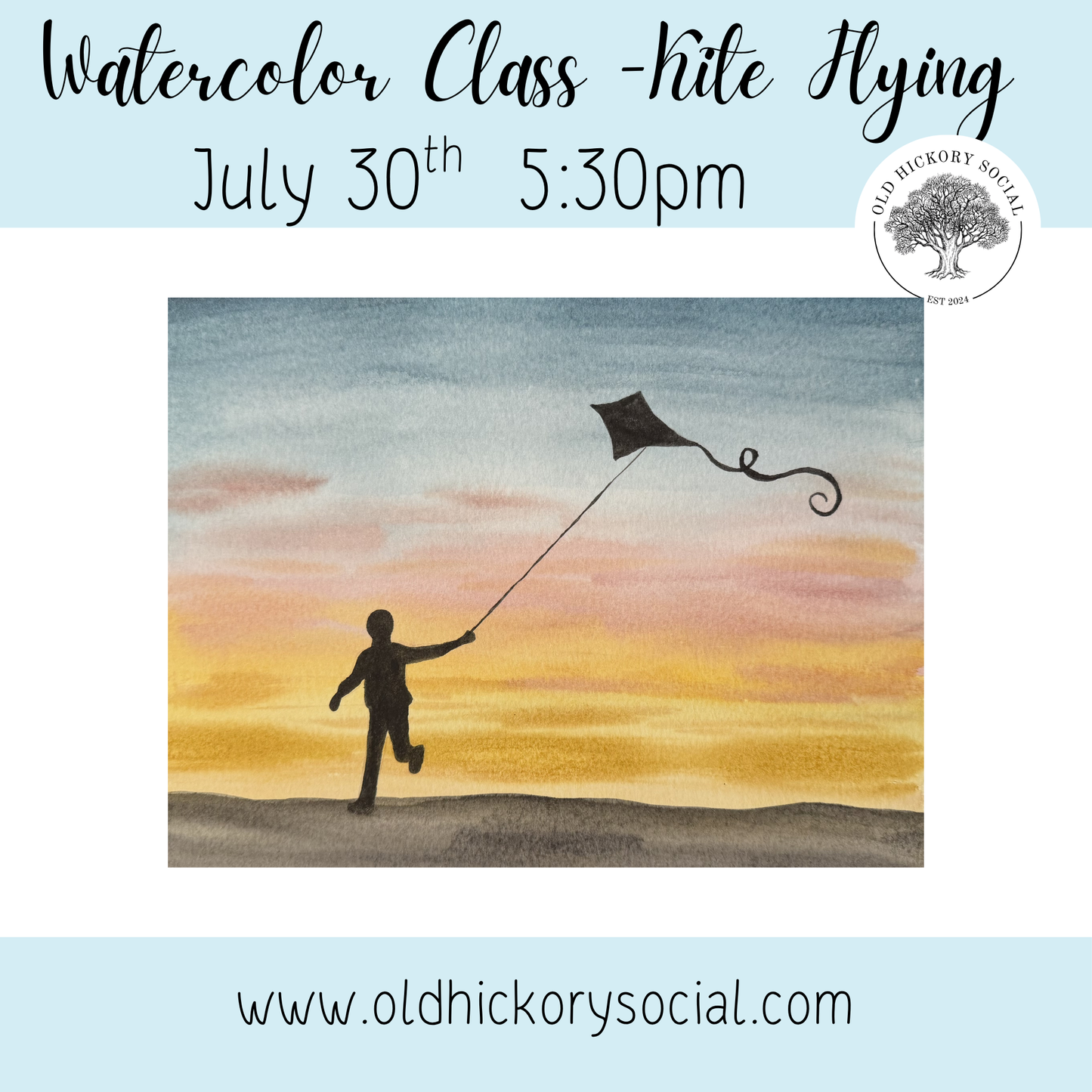 Watercolor Class - Kite Flying 7/30/26 @ 5:30 pm