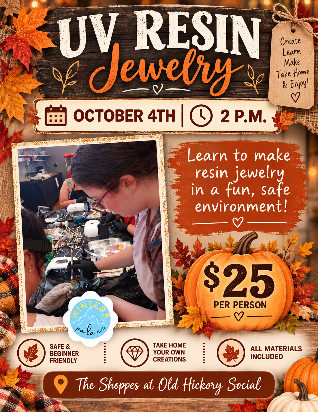 UV resin jewelry- October 4th @2pm