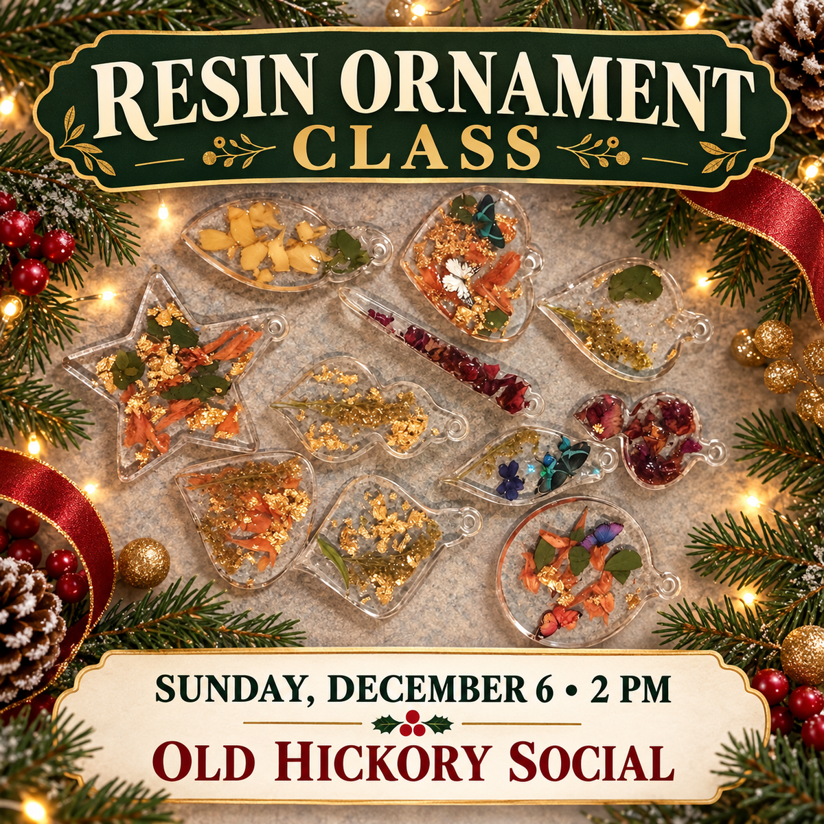 Resin ornament class, December 2nd