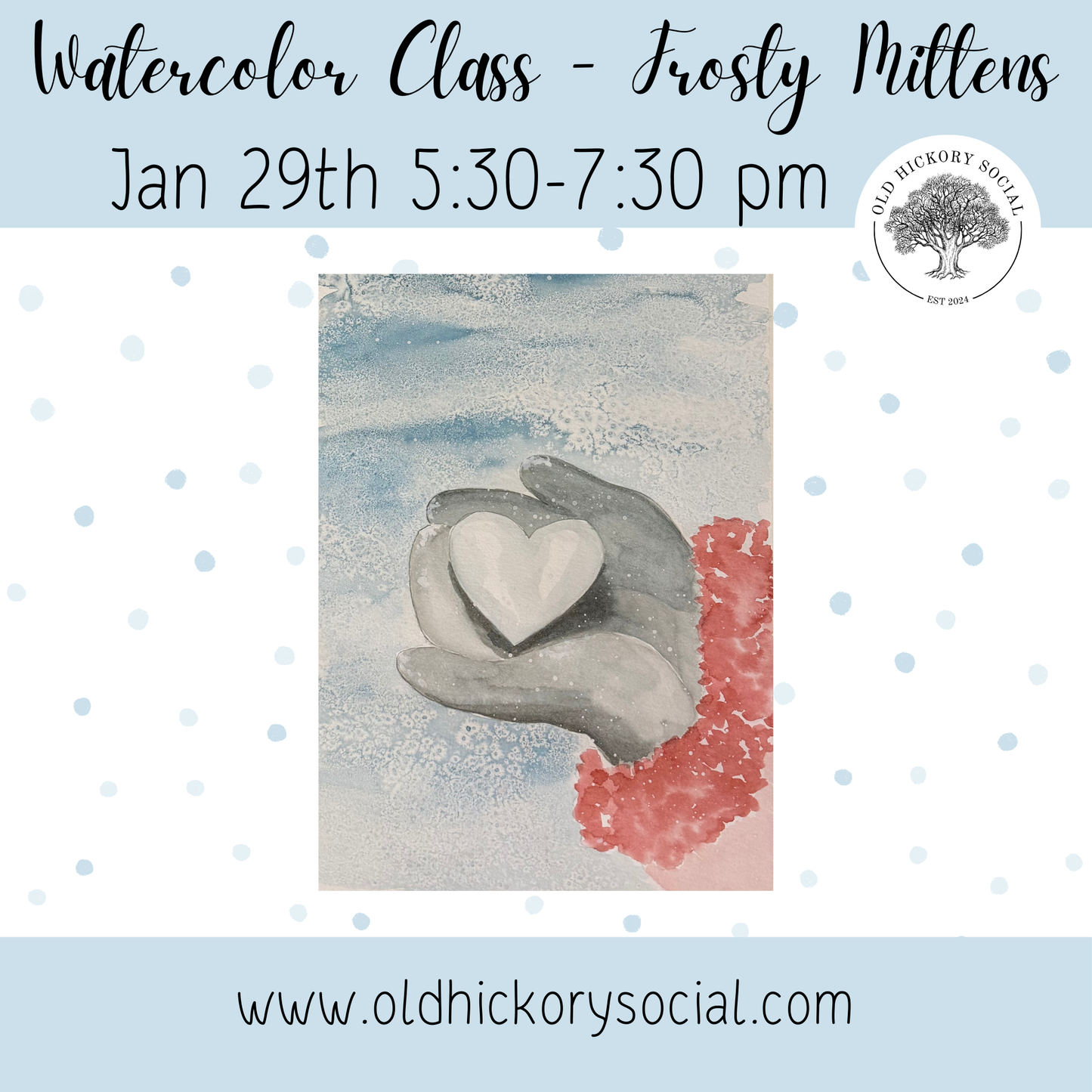 Watercolor Class -  Frosty Mittens 1/29/26 @ 5:30 pm