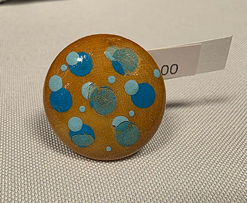 Wood Ring with Blue Dots