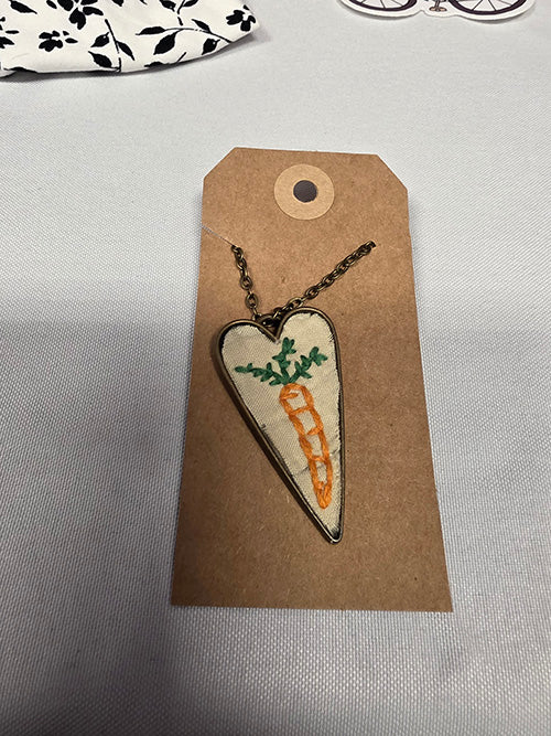 Carrot Necklace- Embroidered