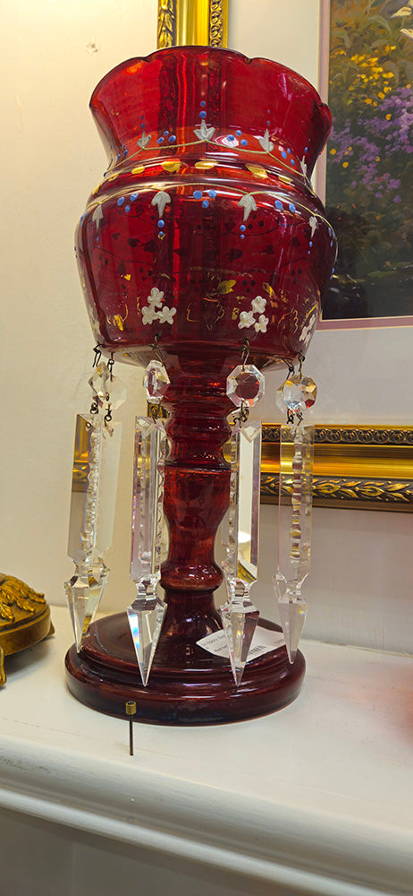 Pair of Red Victoria Lustres