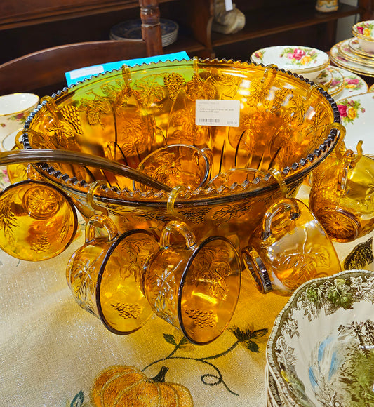 Amberina Punch Bowl Set with Ladle & 12 Cups
