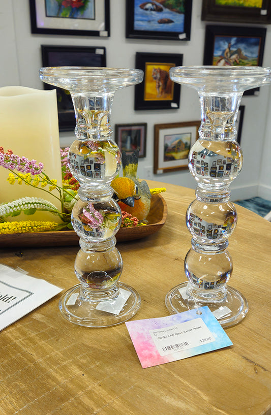 Pair of Heavy Glass Candle Holders