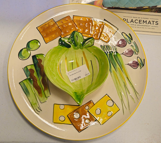 Serving Platter w/Dip - Veggies and Crackers Design
