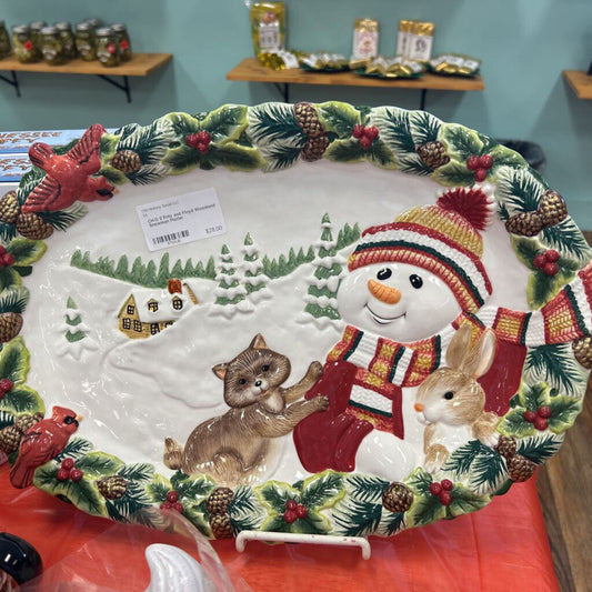 CH-D 2 Fritz and Floyd Woodland Snowman Platter