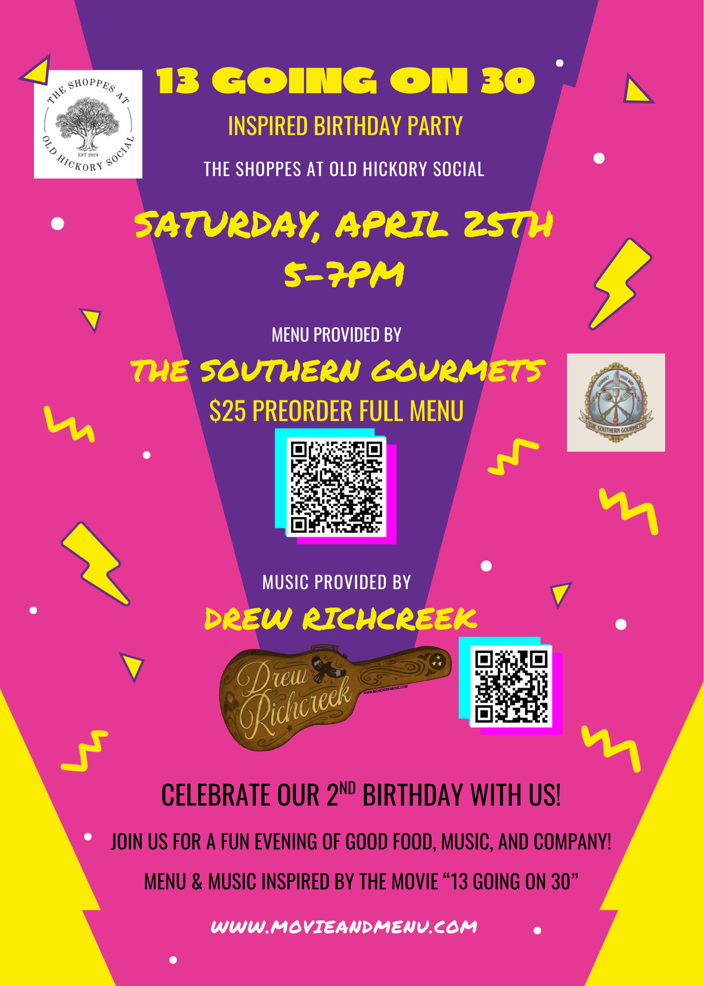 Food Preorder for Full Menu - The Southern Gourmets - Birthday Party for The Shoppes at Old Hickory
