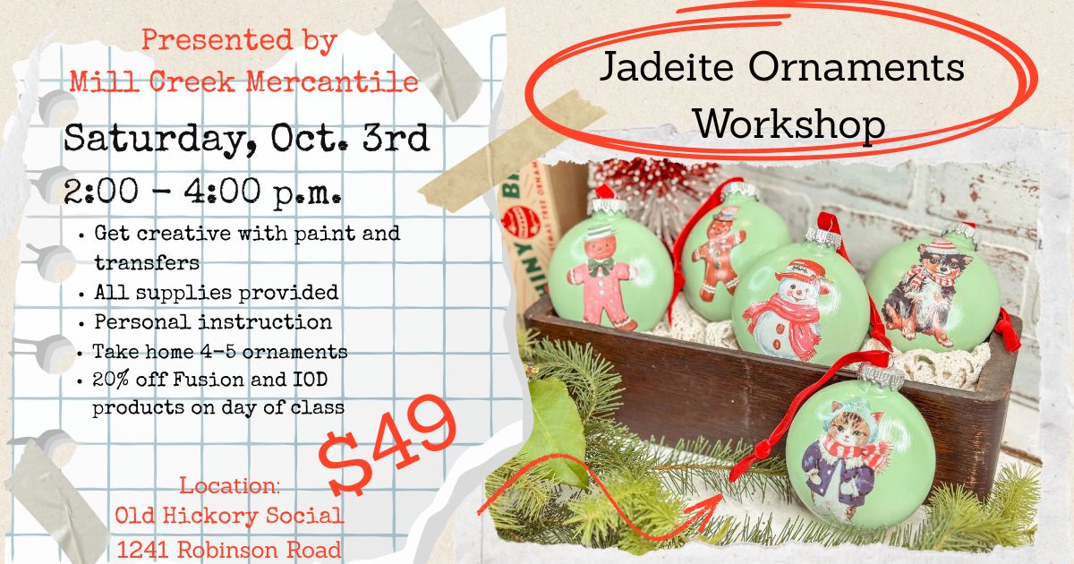 Jadeite Ornaments Workshop, October 3rd, 2pm-4pm