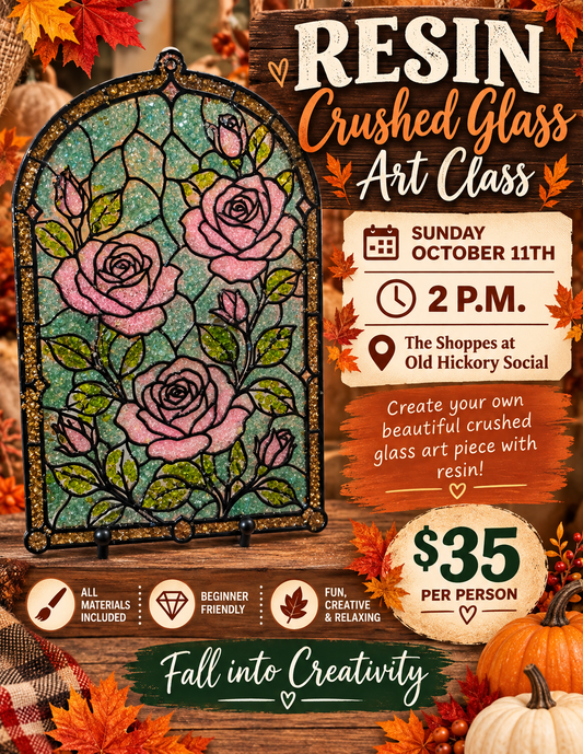 Crushed glass art-Sunday October 11th @2pm $35